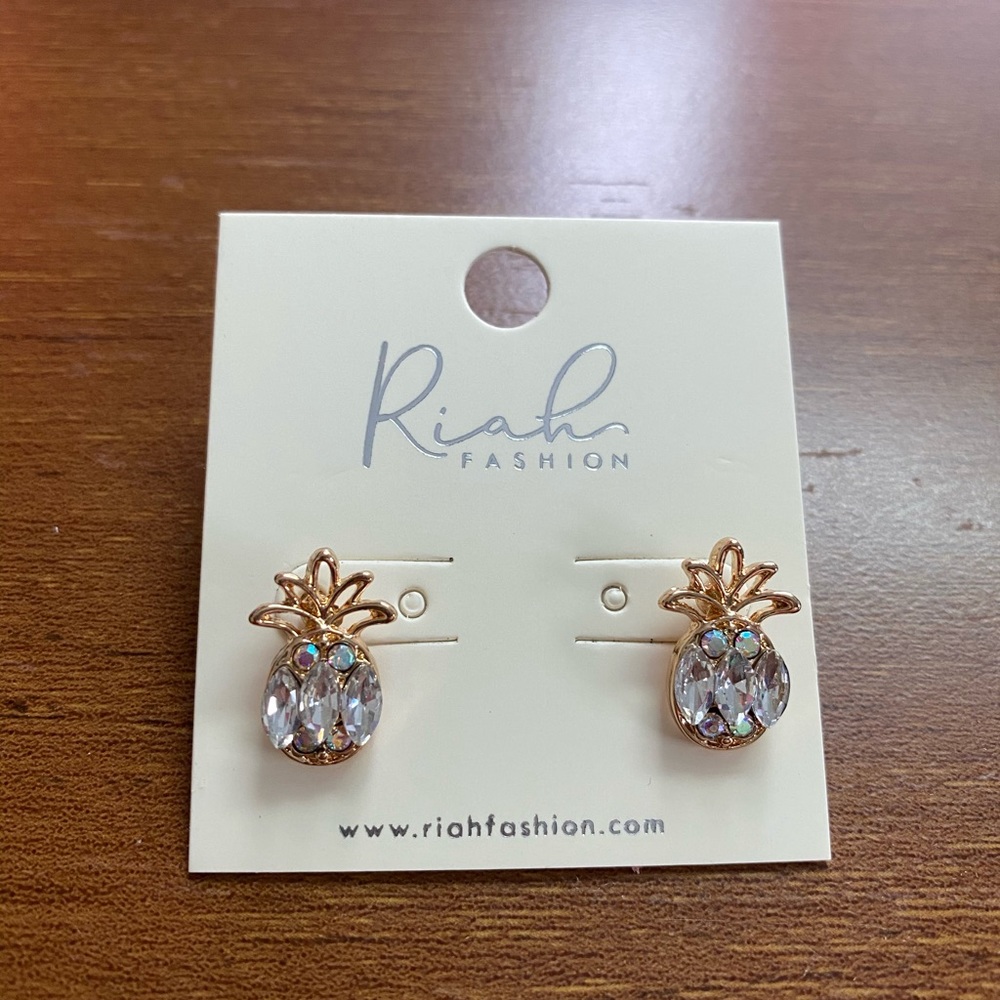 3/$12 Rhinestone Pineapple Earrings